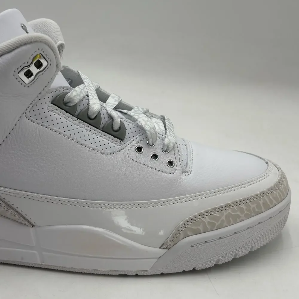Nike Air Jordan 3 Retro White Silver Sneakers CT8532 111 Men Size 10 NEW